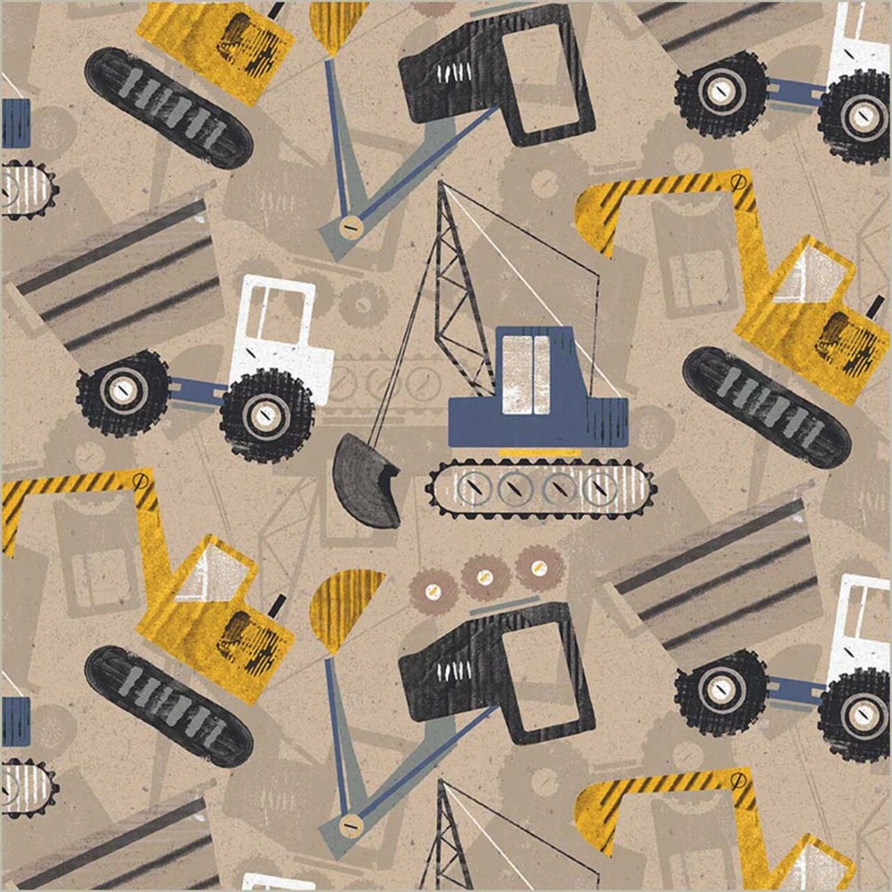 Fabric Windham Concrete Construction Site Diggers & Dozers by the Quarter Yard 54941-1